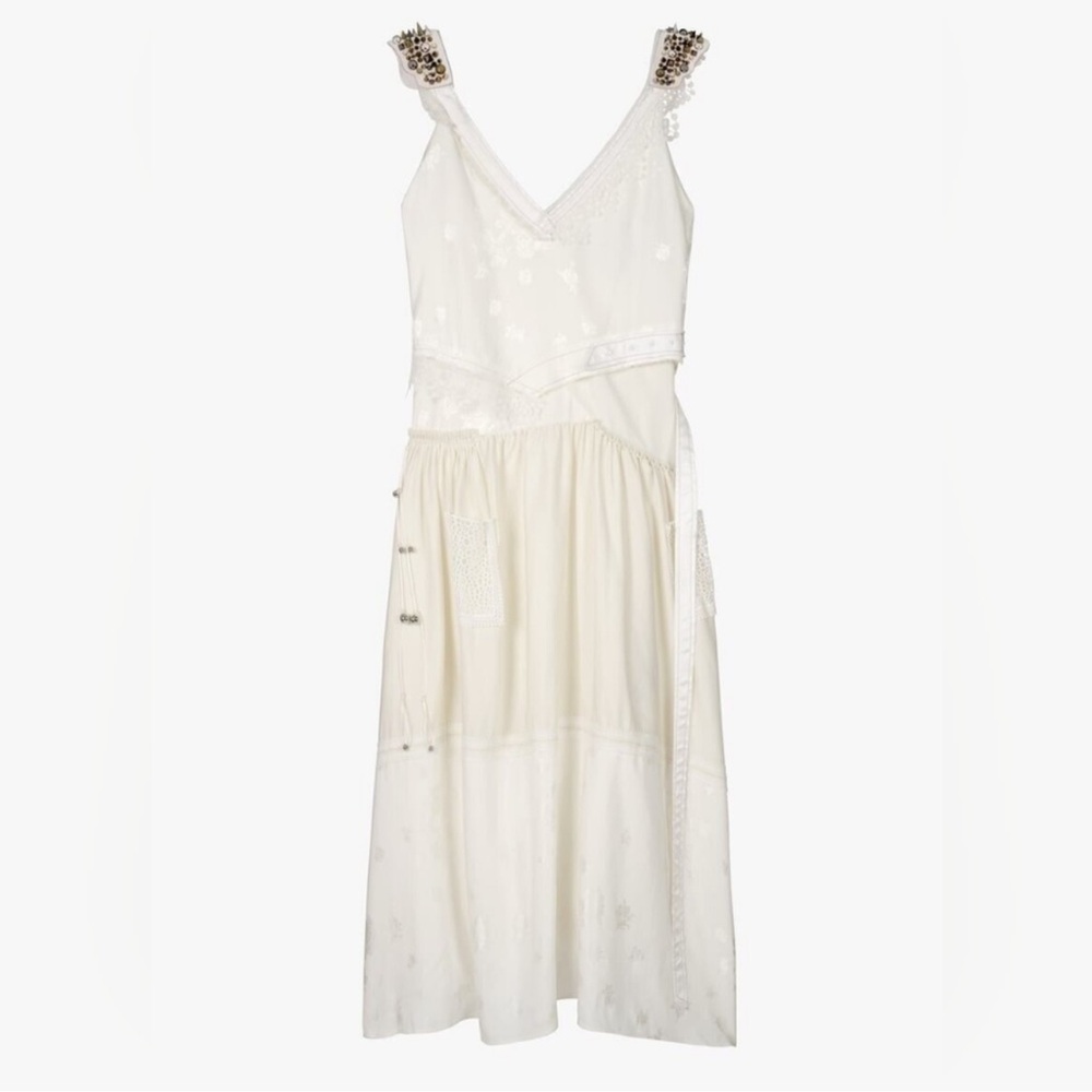 Zara Atelier Oyster White Draped Midi Dress - Elegant Edgy Evening Wear - Picture 7 of 12